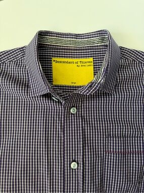 Descendant Of Thieves Limited Ed. Purple Gingham Check Button Casual Dress Shirt